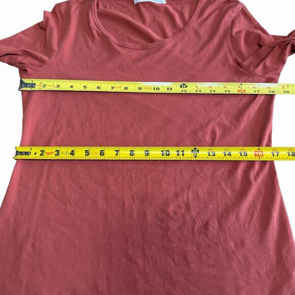 Peruvian Connection Top Women's Pima Cotton Stretch Orange L/S Large Comfortable - Picture 7 of 9